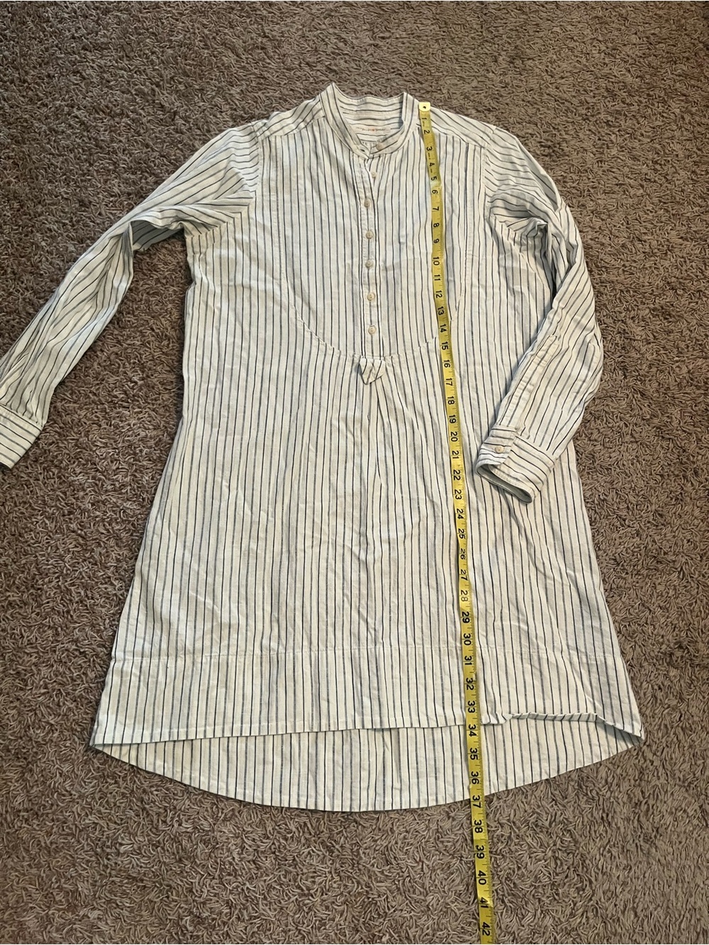 Imogene + Willie Pinstriped Cotton Shirt Dress Sz 2 USA Made Coastal Cowgirl - Picture 11 of 12